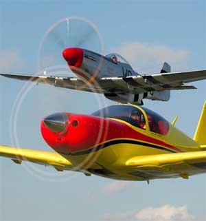 fury-web LoPresti Fury (foreground) and P-51 fly formation.