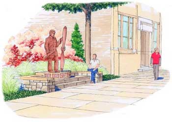 epps-statue-web An artist's rendering of the Ben Epps statue a group plans to erect outside Athens City Hall. Epps was the first Georgian to fly.