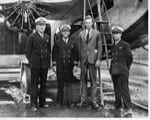 Preparing for the first east-bound TAT Air-Rail coast-to-coast service is pilot Charles Lindbergh (second from right) and co-pilot Eddie Bellande (on Lindbergh’s right).