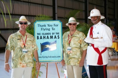 Banyan Bruce Woodrell, Banyan's customer support ambassador, Bill Garghill, Banyan's director of customer support, and Bahamian Policeman Lafayette Dorsett welcomed attendees to the first Bahamas Day.