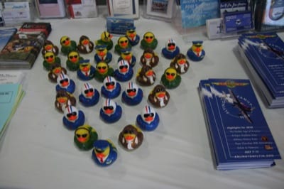 POPULAR GIVEAWAY: The miniature rubber ducks at the Arlington Municipal Airport (AWO) booth were a big hit — and obviously well-trained — as they struck a flying wedge formation. The airport is the home of the Arlington Fly-In, slated for July 7-10 this year.