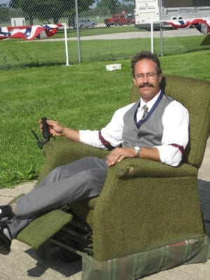 Founder Clay Adams on his motorized recliner
