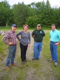 Steve Williams (SPA), Lisa Reece (MAA), David Lloyd (Town of Lincoln), Steve McCaughey (SPA) survey the Lincoln Regional Airport campground
