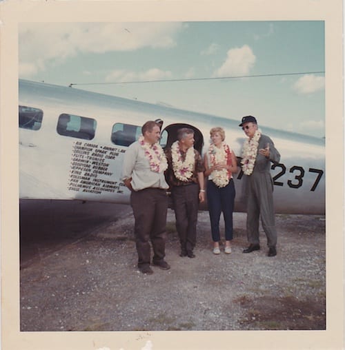 Left to right: Lee Koepke; Bill Polhemus, Navigator; Ann Pellegreno, Pilot; Bill Payne, Co-Pilot
