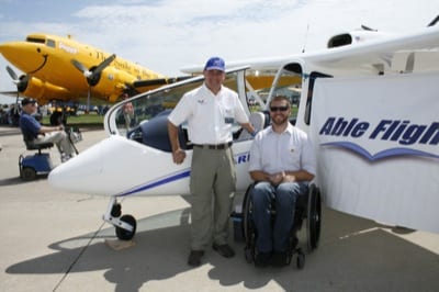 Instructor Mike Hansen and Able Flight pilot Warren Cleary with the Sky Arrow