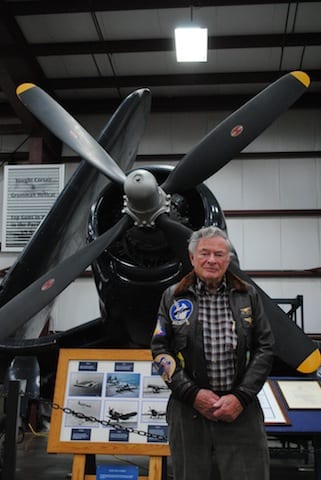 Mark Josel, Vought F4U Corsair Pilot, and personnel of the 104th Fighter Wings at Barnes Airport.